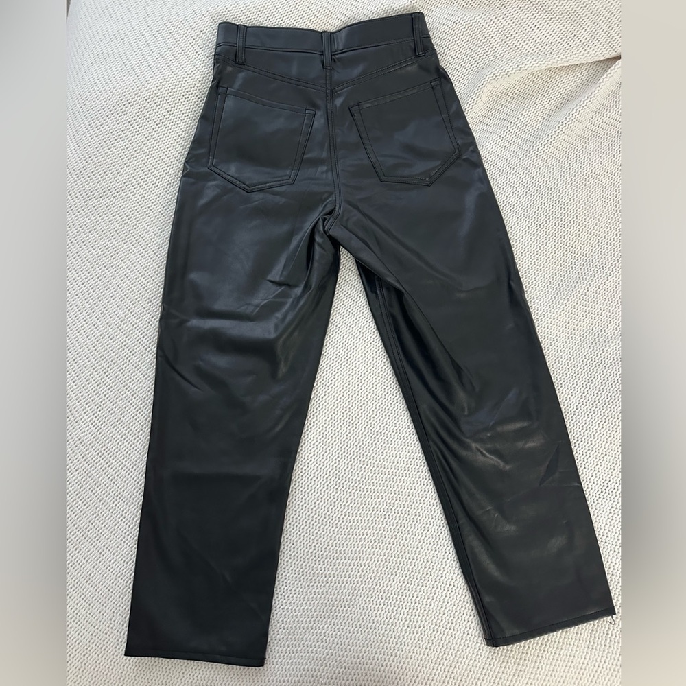 Abercrombie & Fitch The Ankle Straight Ultra High Rise Vegan Leather Pants Sz 26 - Picture 11 of 11